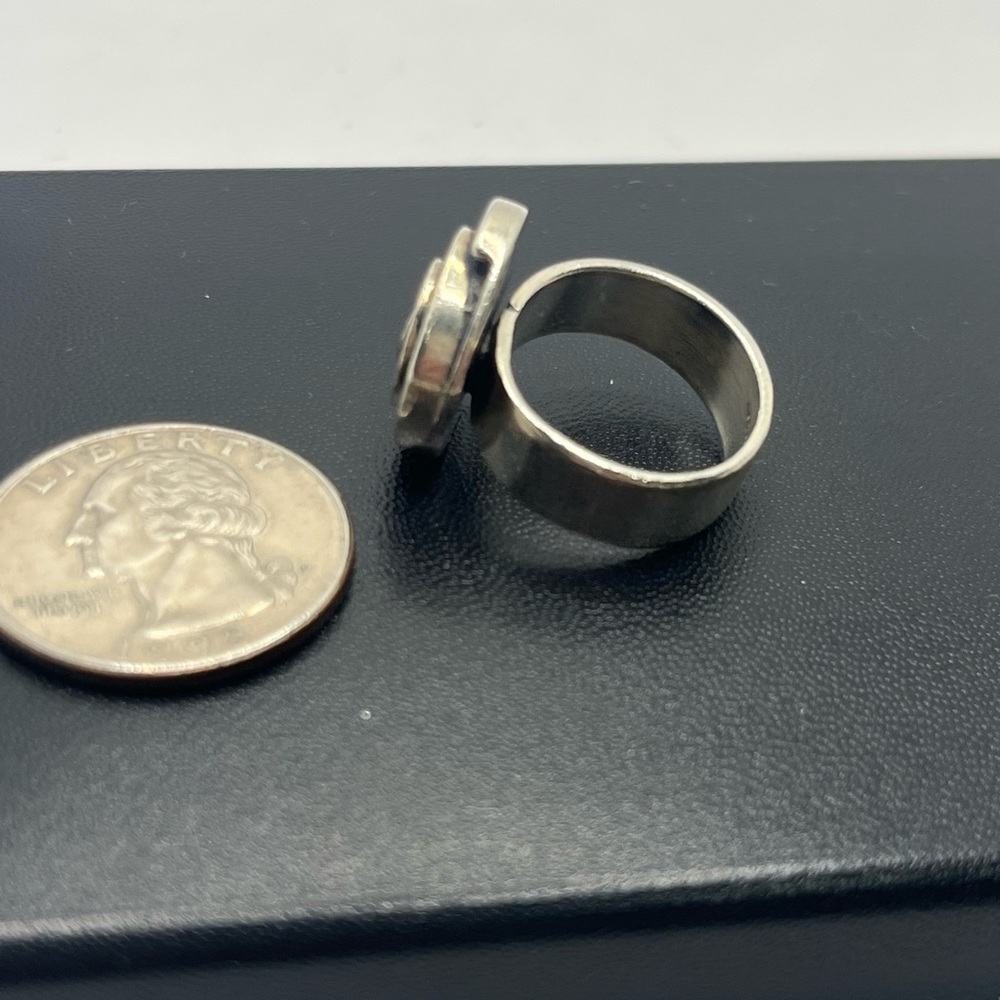 Mexico sterling silver abstract swirl circle wide band ring size 6.75 vintage - Picture 13 of 16